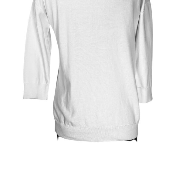 Brooks Brothers Women's Sweater White Supima Cotton V-Neck Preppy Knit Top Small - Picture 6 of 8